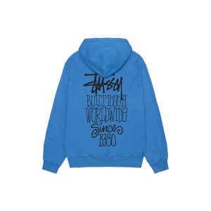 Pull à capuche bleu stussy1