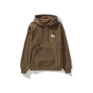 Pull à capuche marron stussy1