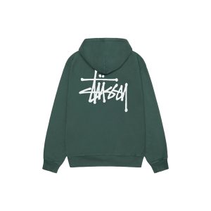 Pull à capuche vert stussy